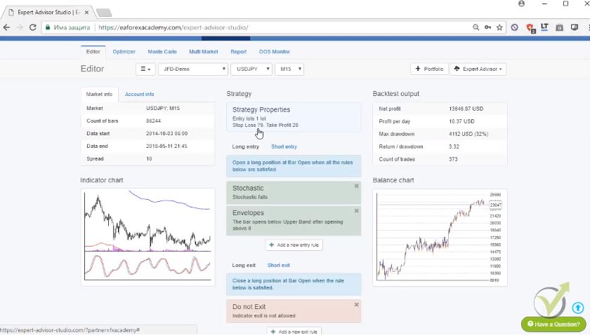 parameters of the strategy