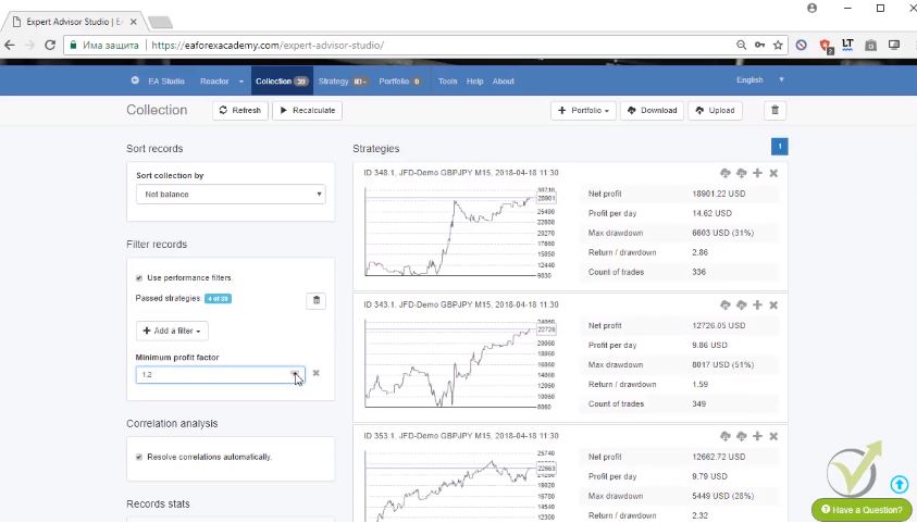 filtering Forex EA strategy