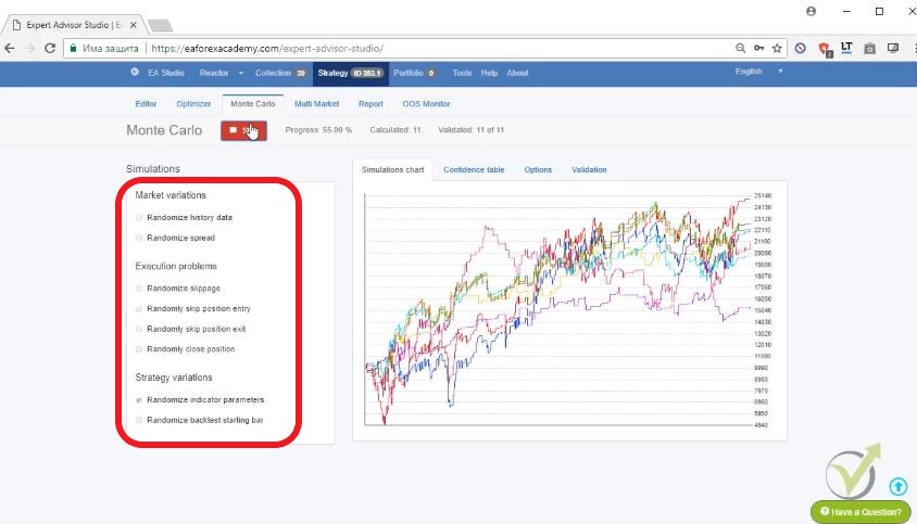 menu for Monte Carlo