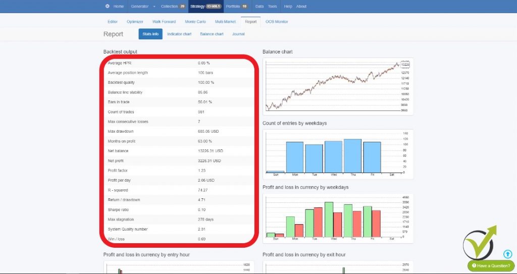 backtest ouput settings