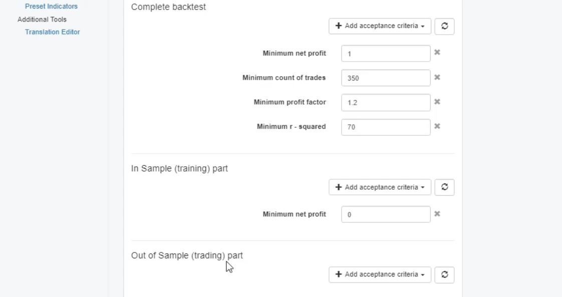 Out of Sample in Forex