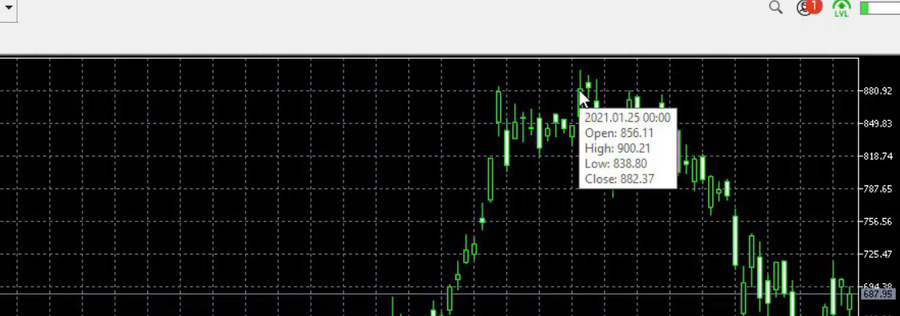 The highest point Tesla reached in January 2021