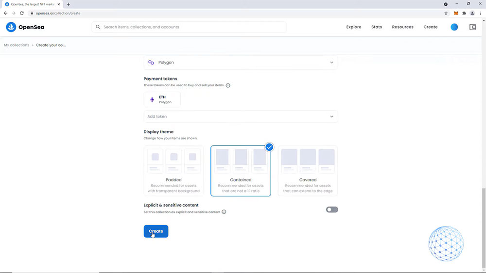 creating the nft collection for the upload