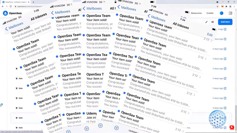 opensea item sale notifications